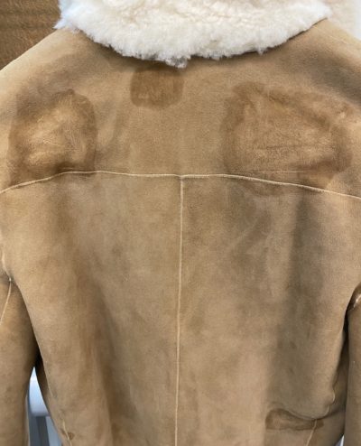 A suede jacket damaged by improper home suede cleaning